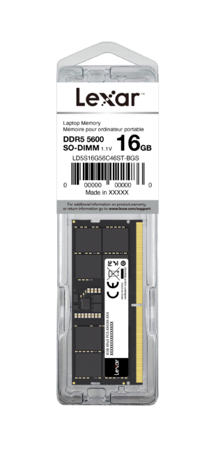 Lexar SODIMM 16GB DDR5 5600Mhz 262pin CL46 1.1V Blister Pac